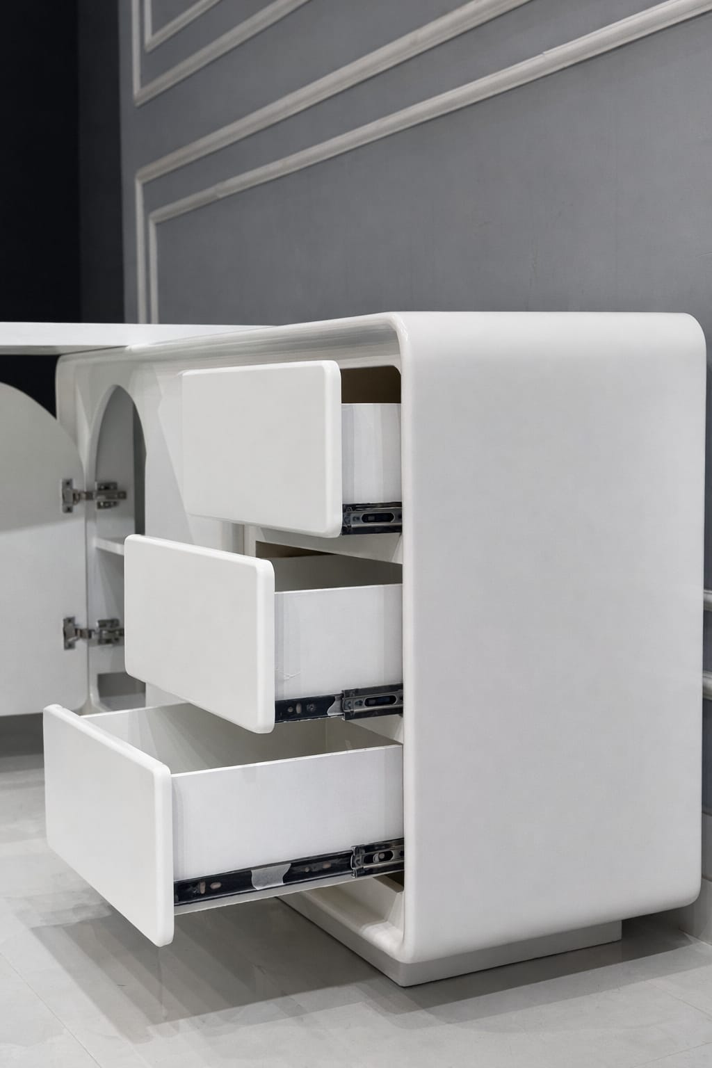 Aoi White L-Shape Executive Desk Large Home Office Desk Storage Drawers & Cabinet Left Hand