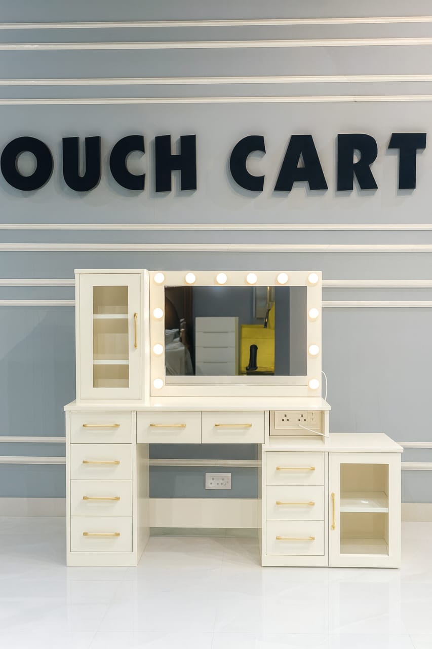 Luxury LED Mirror Dressing Table with Storage Drawers & Cabinet