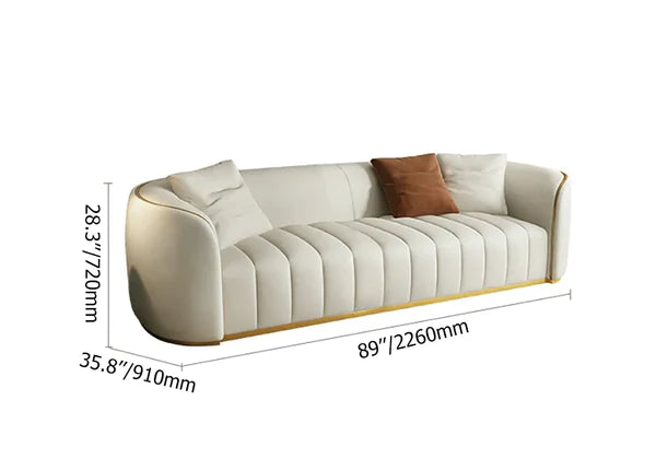 Moe Faux Leather Upholstered 3-Seater Sofa with Gold Legs
