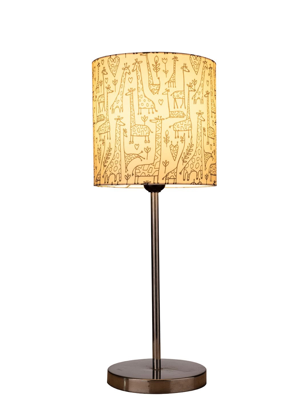 Metal Chrome Finish Lamp with Multicolor Animal Print Shade