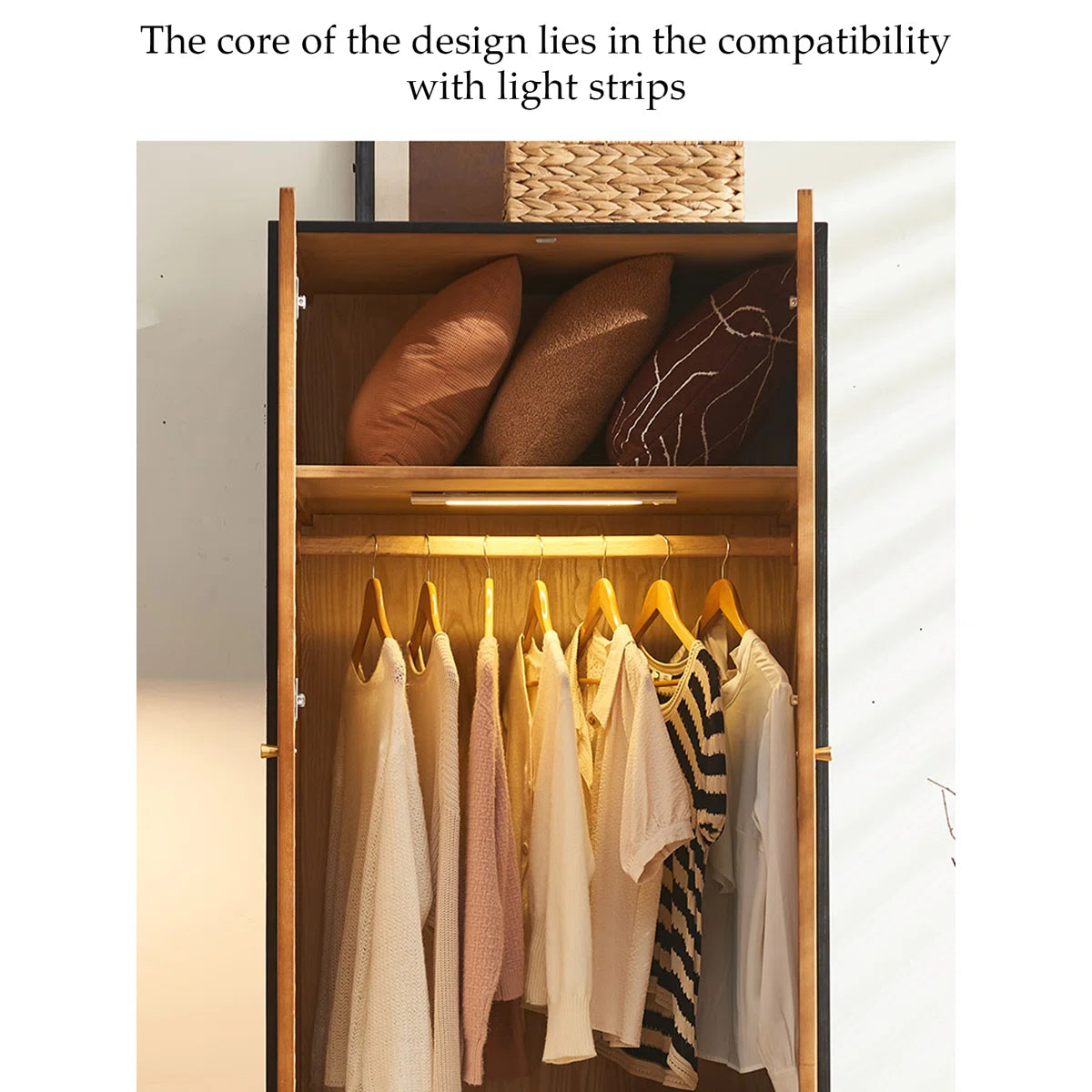 Retro Mid-Century Wardrobe – Solid Wood Bedroom Armoire with Classic Design