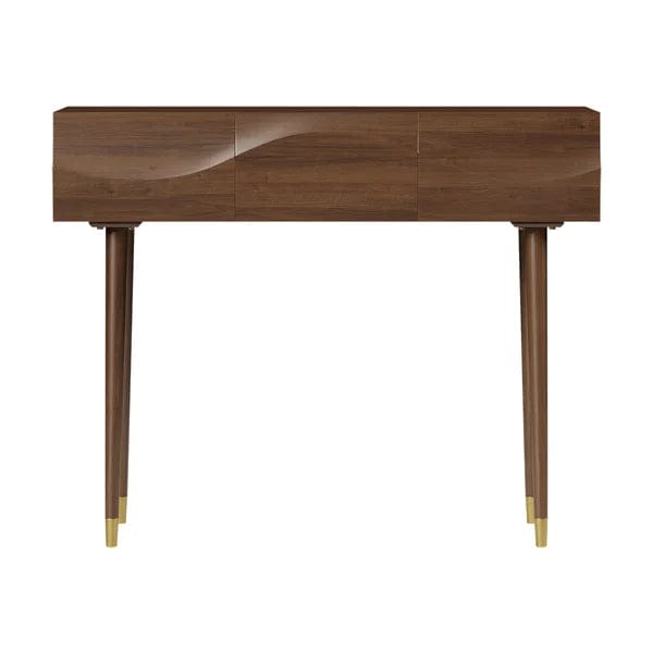 Mitsuki Century Walnut Console Table with 3 Drawers Solid Wood Entryway Table with Storage