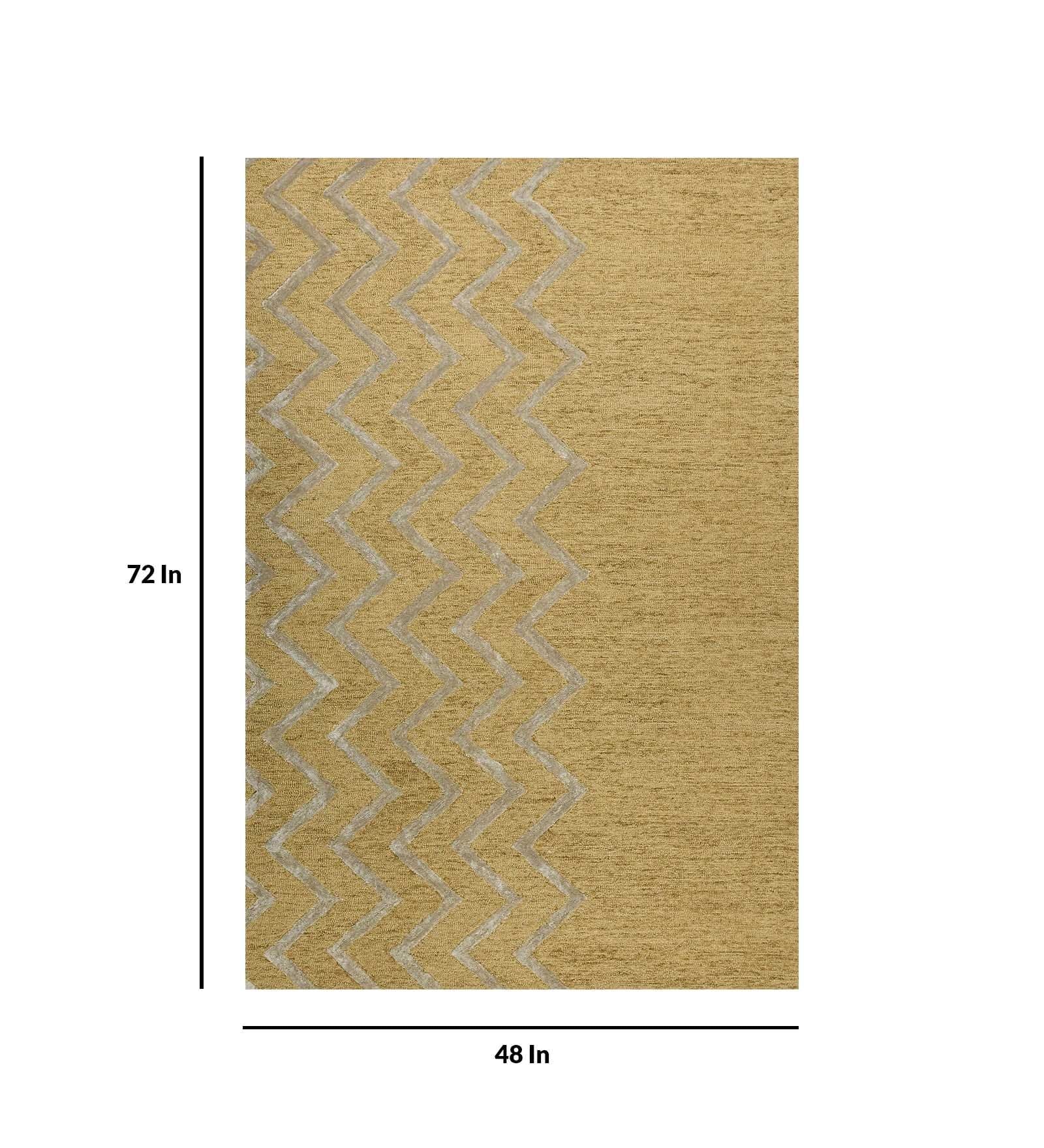 GOLD Wool & Viscose Canyan 4x6 Feet  Hand-Tufted Carpet - Rug