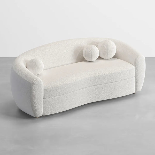Joel White Teddy Velvet 3 Seaters Curved Sofa for Living Room