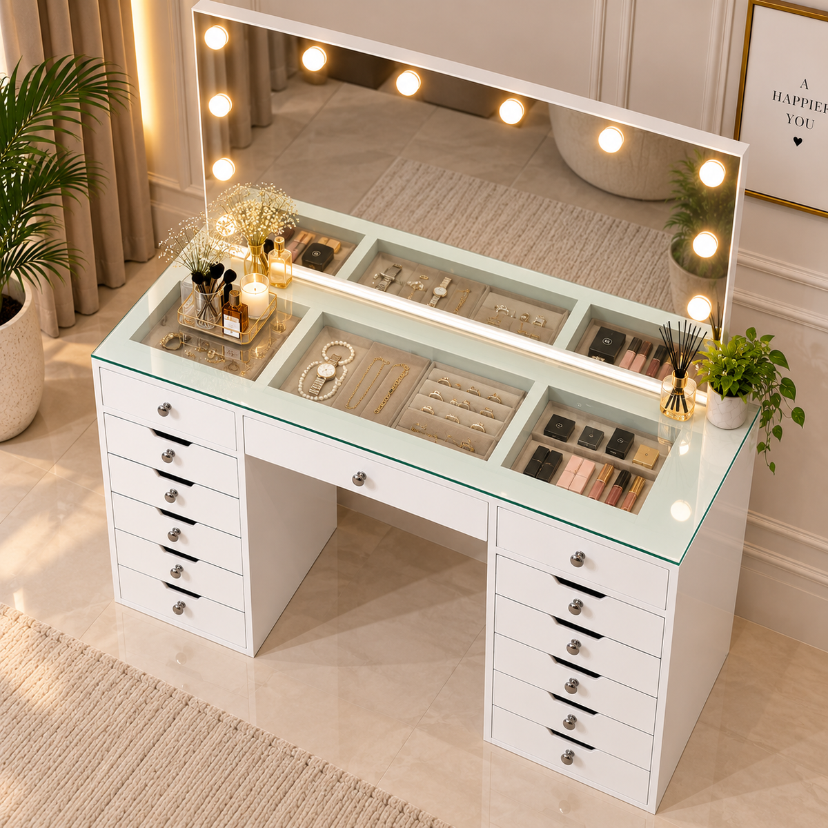 Aleksi Dressing Table with Mirror