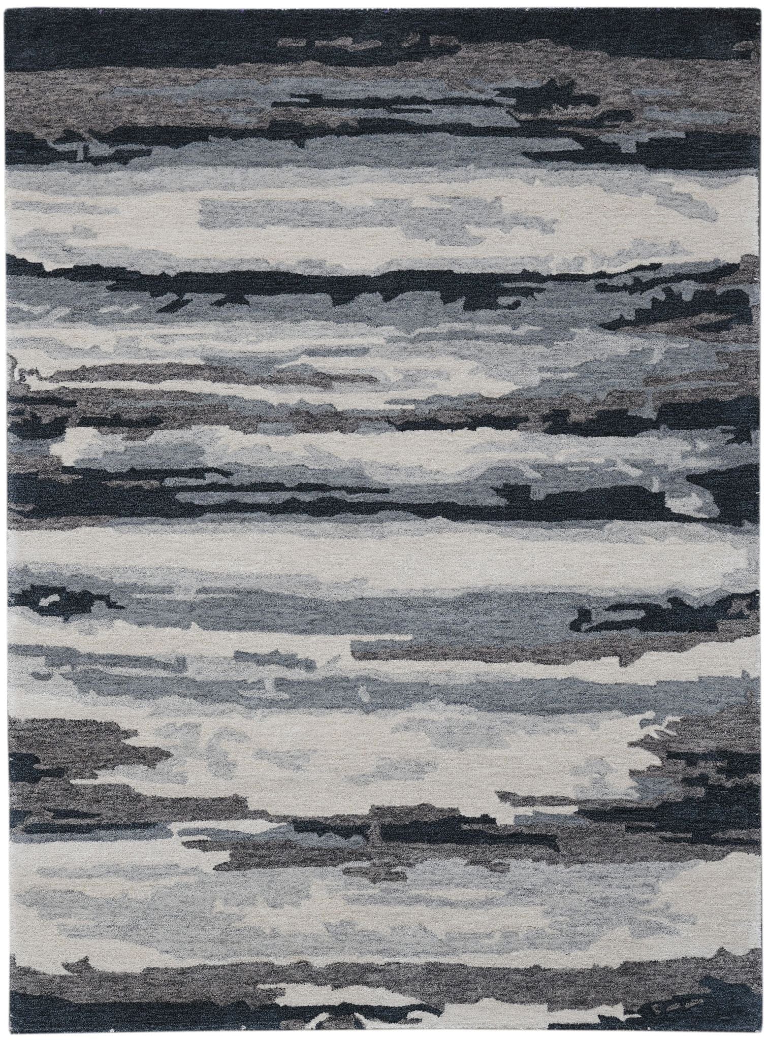 Dark Gray Wool & Viscose Abstract 5x8 Feet  Hand-Tufted Carpet - Rug