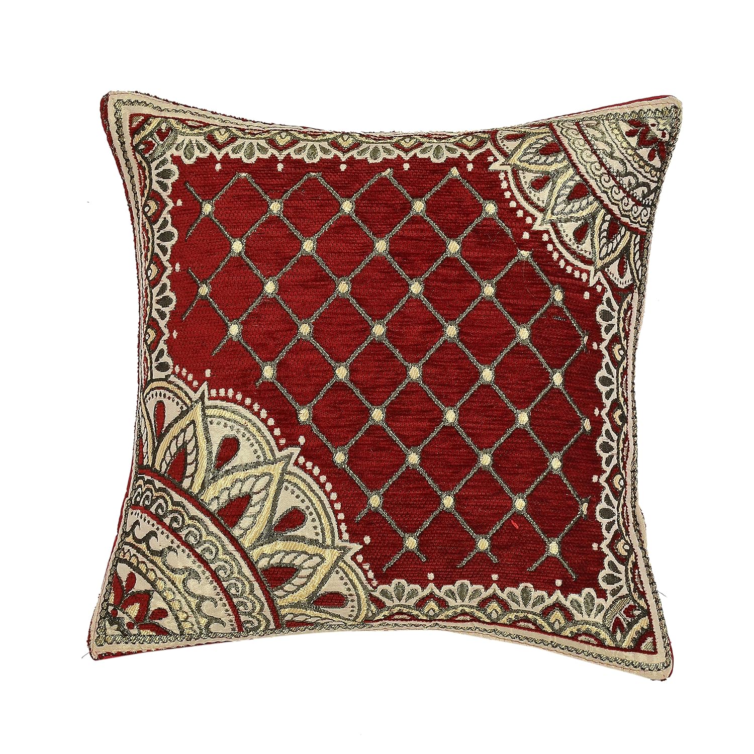 Graceful Embroidered Polyester Cushion Covers, 16 x 16 Inch, Set of 5