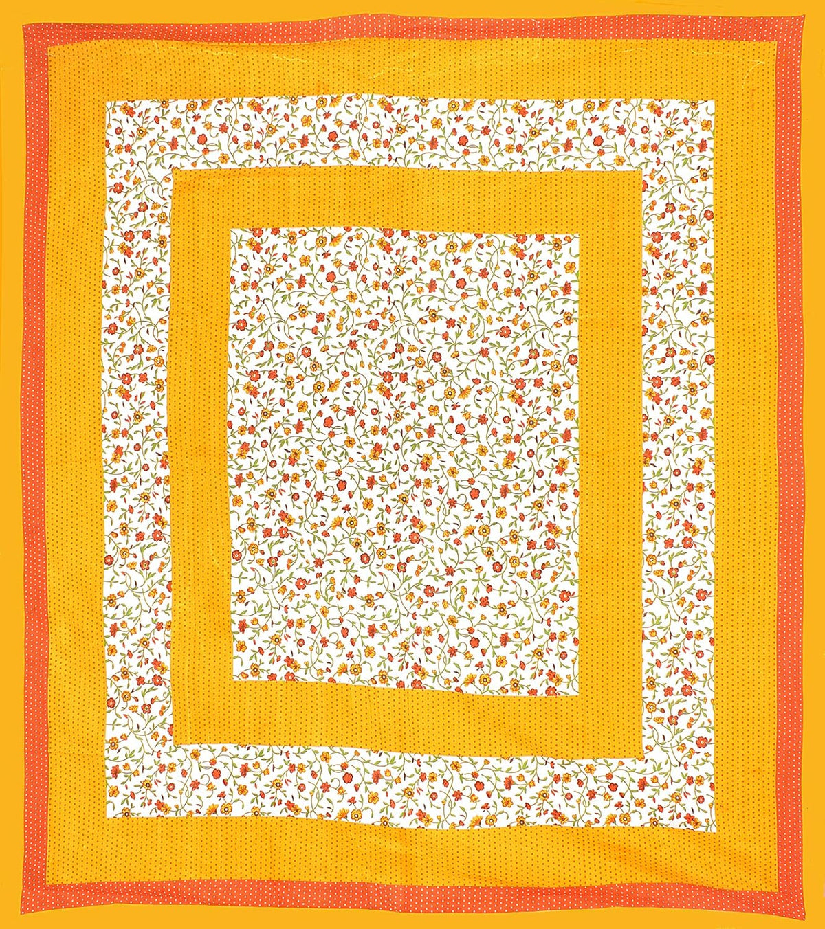 Fabrics Jaipur 100% Cotton Jaipuri Double Queen Bedsheet with 2 Pillow Covers | Bindiya Yellow | 160 TC | Superfine Floral Screen Print | Summer Bedsheet