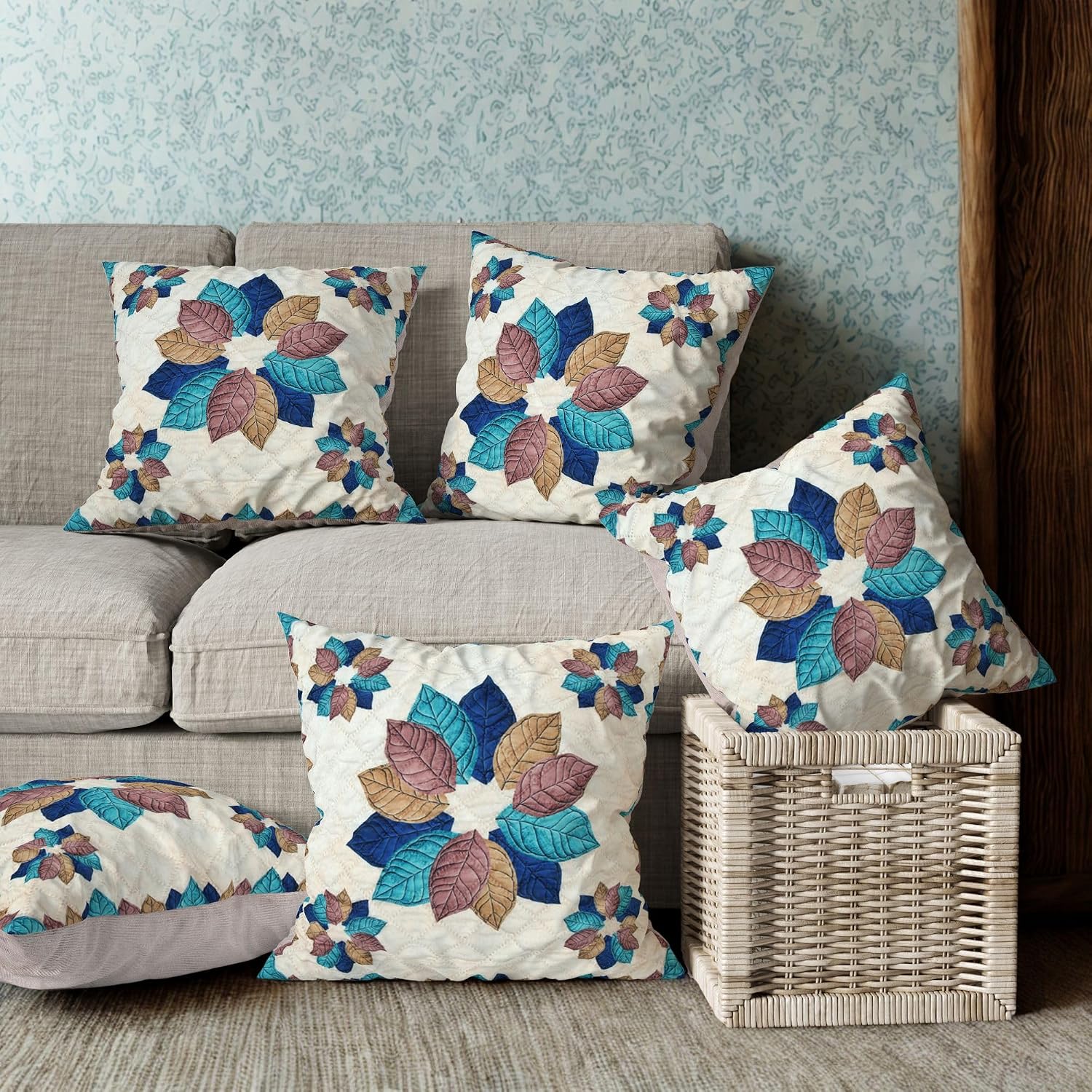 Multicolor Floral Printed Cushion Covers – Set of 5