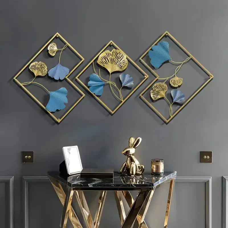 SET OF 3 GOLD WALL ART