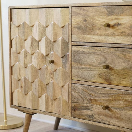 Darwin Mango Wood Sideboard in Natural Finish (Closed Cabinet)