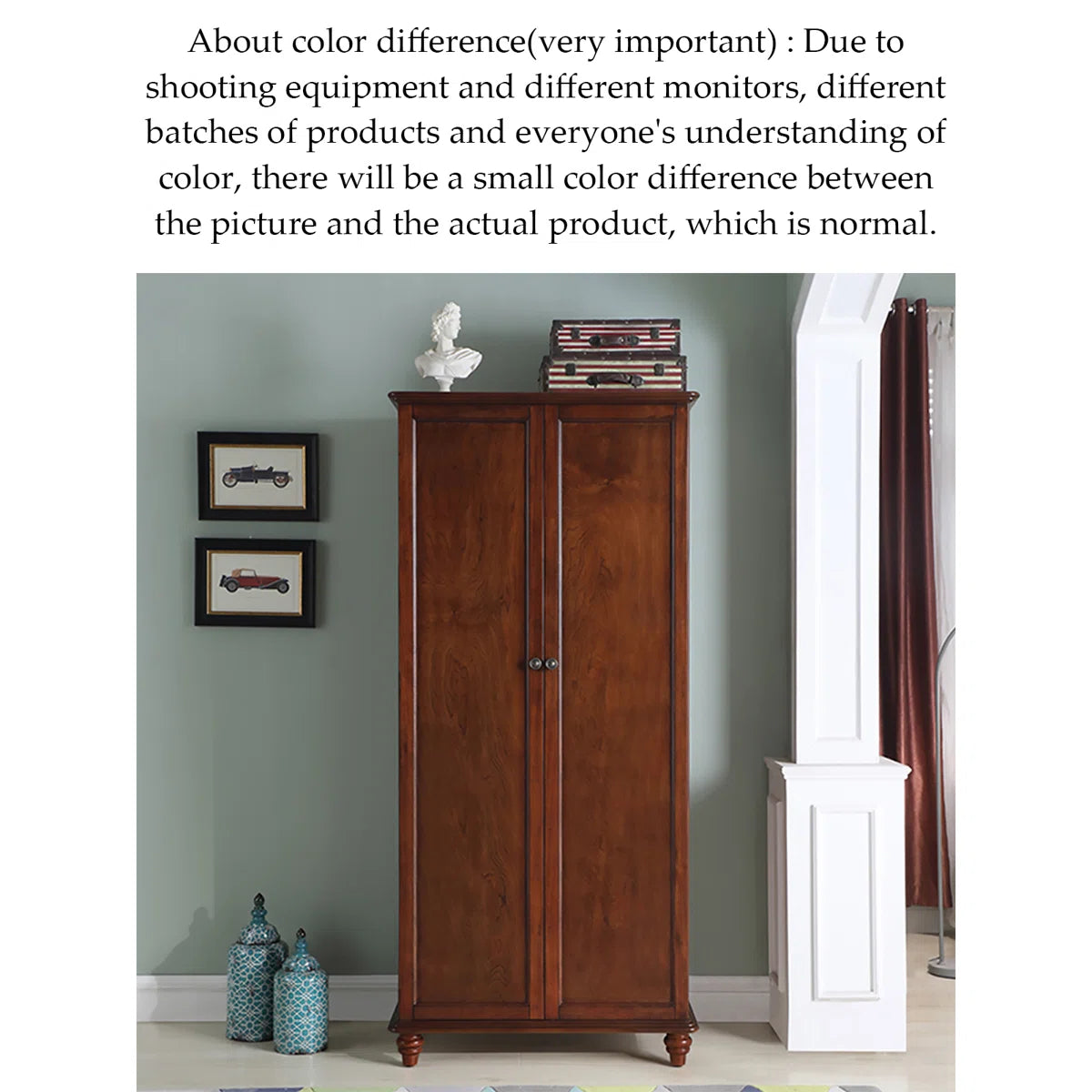 Rubber Wood Wardrobe – American-Style Wooden Closet for Bedroom