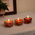 Cherry Blossom Red Scented Candle Jar With Golden Ring
