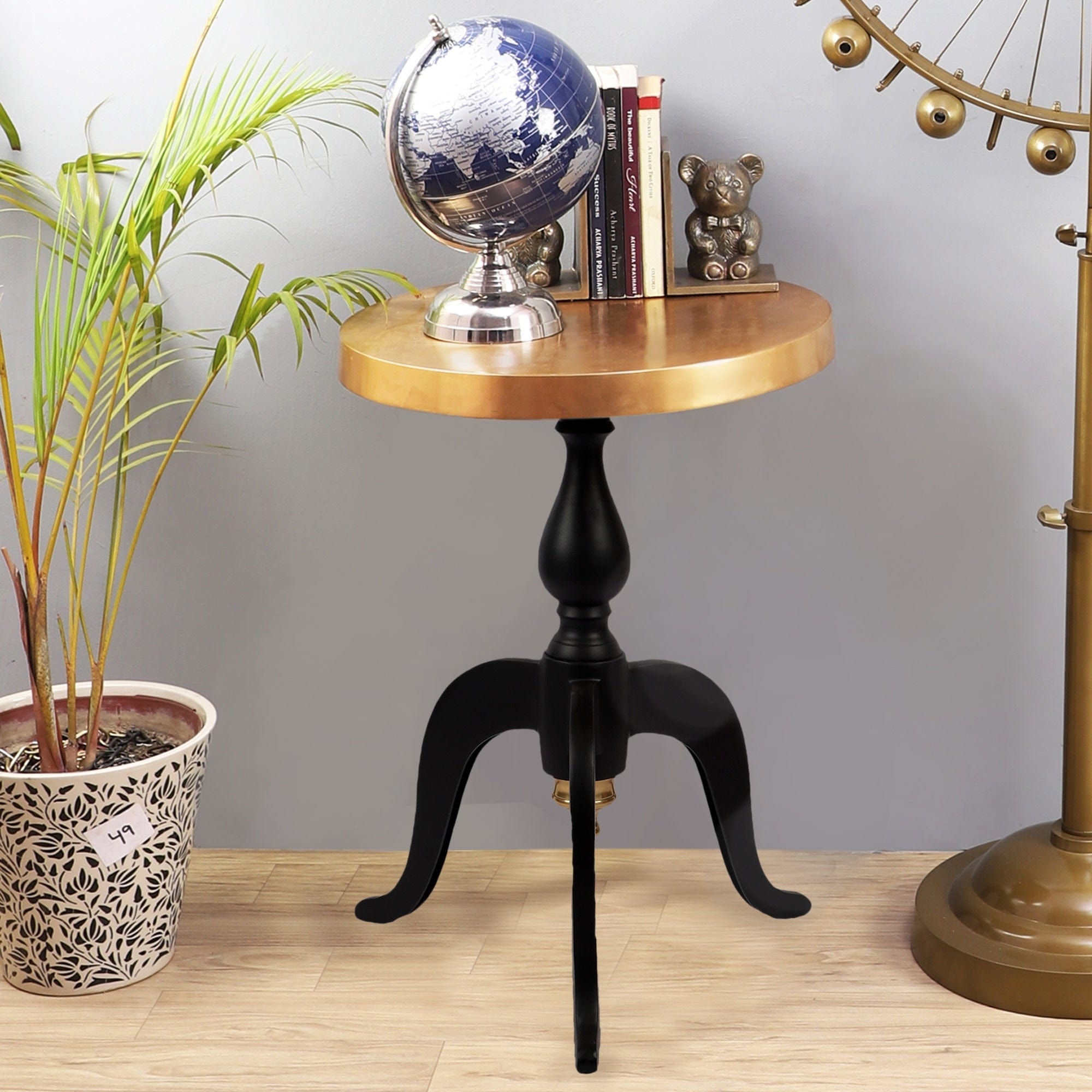 3 Leg Table in Gold And Black finish