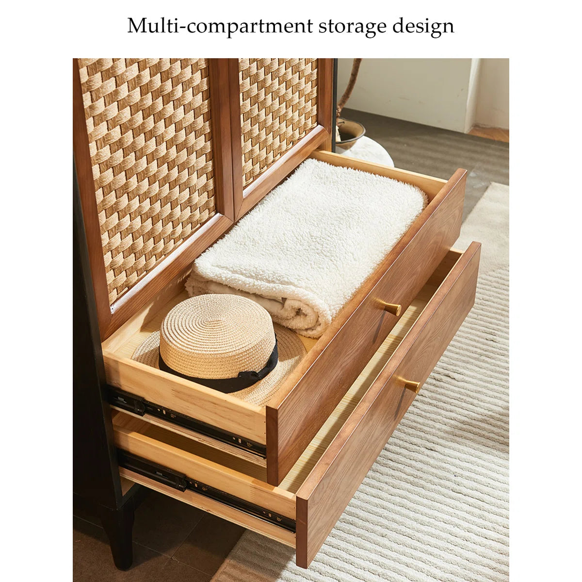 Retro Mid-Century Wardrobe – Solid Wood Bedroom Armoire with Classic Design-OUCH CART |Wardrobe 