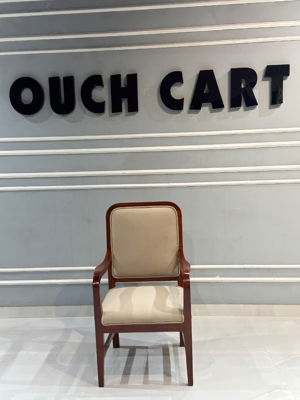 Premium Royal-Style Solid Wood Chair with Handcrafted Armrest Detailing – Standard Brown