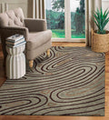 KHAKI Wool & Viscose Canyan 4x6 Feet  Hand-Tufted Carpet - Rug