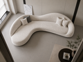 Ouch Cart Modern Curved Bouclé Sofa | Luxury Sculptural Upholstered Sectional Couch | Contemporary Minimalist Living Room Sofa | Cream White Designer Lounge Sofa