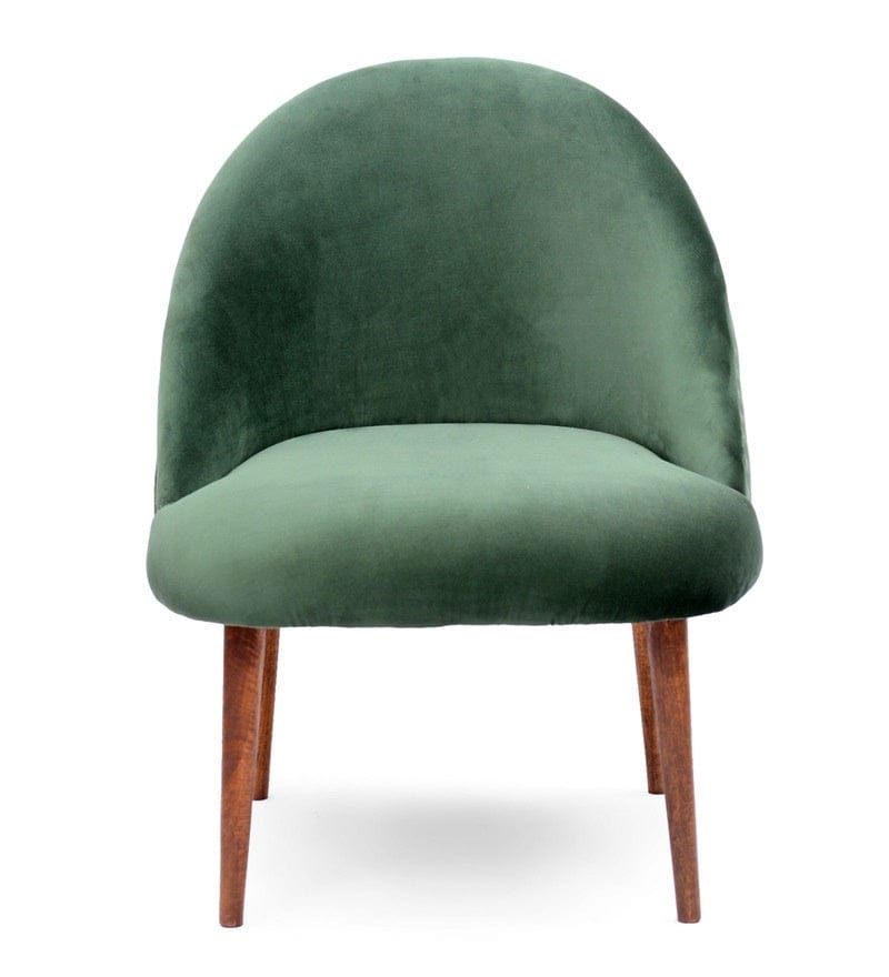 Stalley Mango Wood Arm Chair In Velvet Green colour