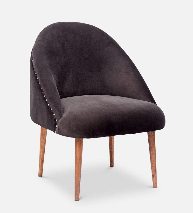 Sily Mango Wood Arm Chair In Velvet Black colour - Ouch Cart 