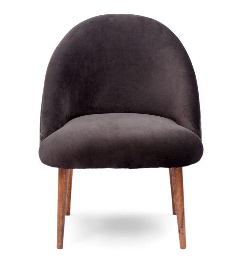 Sily Mango Wood Arm Chair In Velvet Black colour - Ouch Cart 