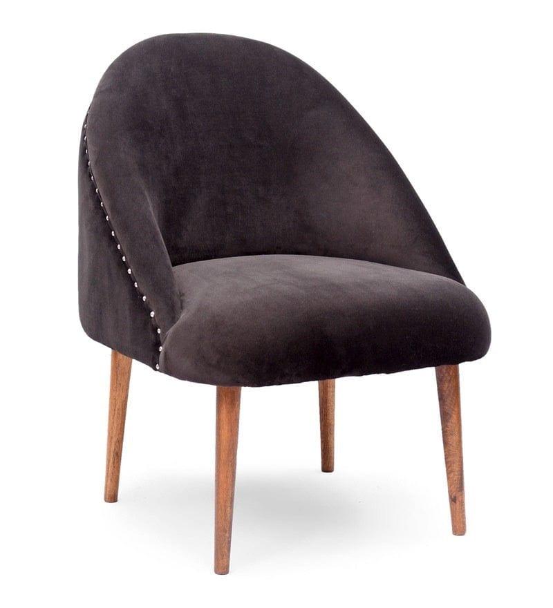 Sily Mango Wood Arm Chair In Velvet Black colour - Ouch Cart 