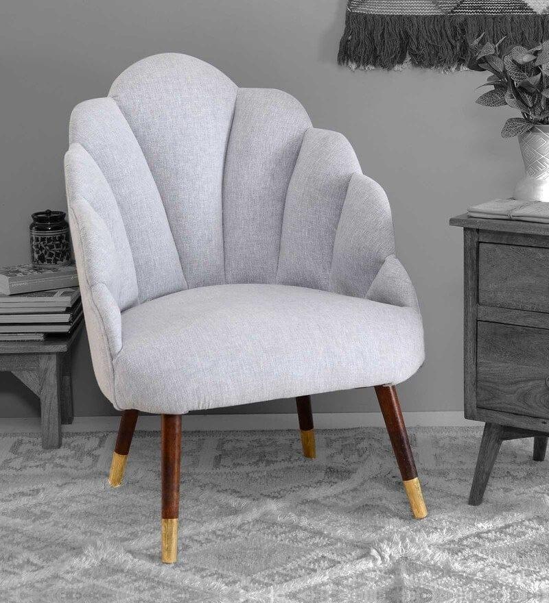 Lansy Mango Wood Peacock Chair In Cotton Grey colour