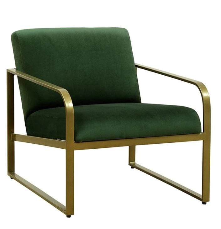 Morii Metal Chair In Velvet Green colour