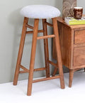 Bella Mango Wood Bar Stool In Cotton White Colour
