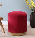 Bikina Metal Pouff In Velvet Red Colour