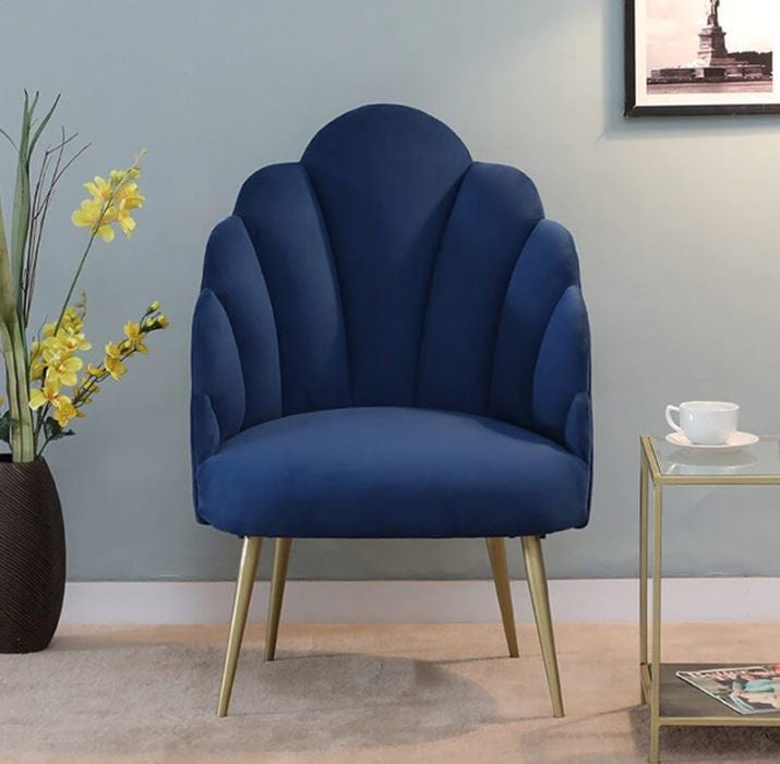 Avani Mango Wood Peacock Chair In Velvet Blue colour