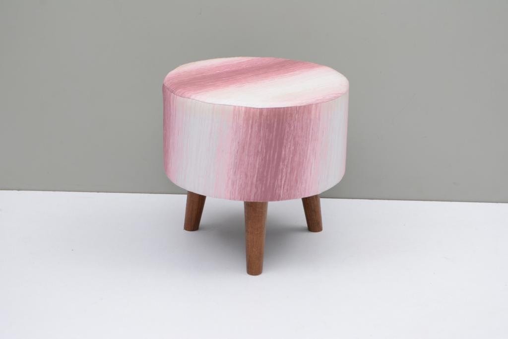 Colby Mango Wood Foot Stool In Cotton Pink Colour