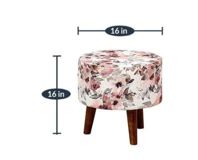 Vicente Mango Wood Foot Stool In Cotton Multicolour