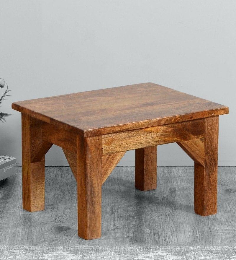 Vicente Solid Mango Wood Foot Stool In Brown Colour