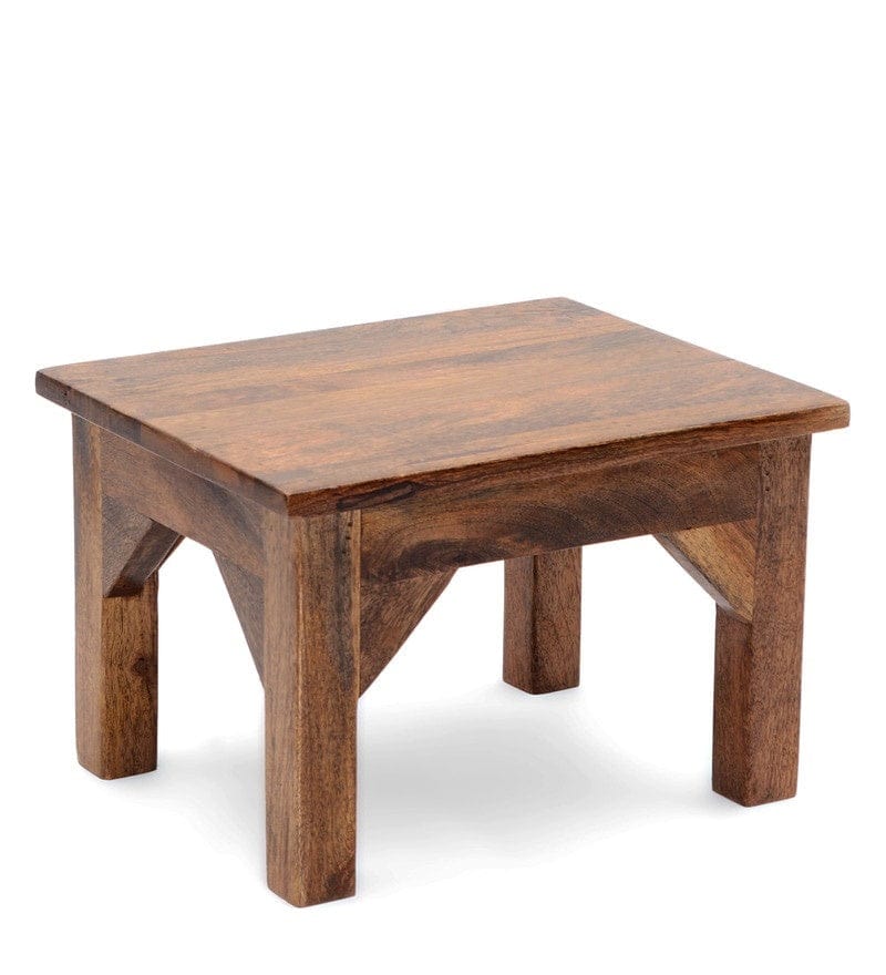 Vicente Solid Mango Wood Foot Stool In Brown Colour