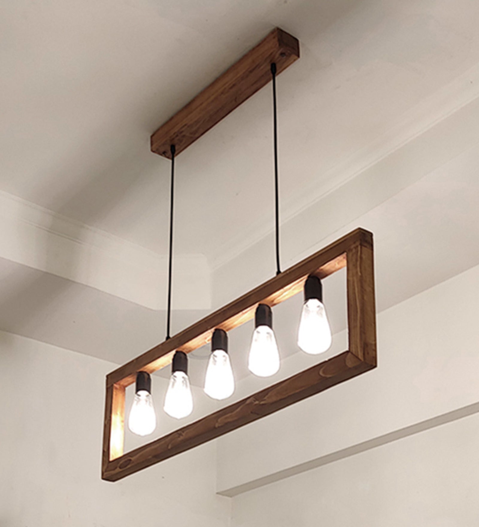 Abacus Brown Wooden 3 Series Hanging Lamp