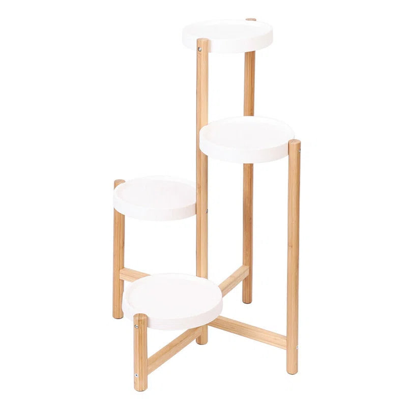 4 Tier Bamboo Plant Stand | Tall Corner Indoor Flower Pot Holder | Nordic Display Rack for Home, Garden & Patio