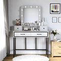 Abdulaleem Lighted Makeup Vanity Table with Storage Drawers