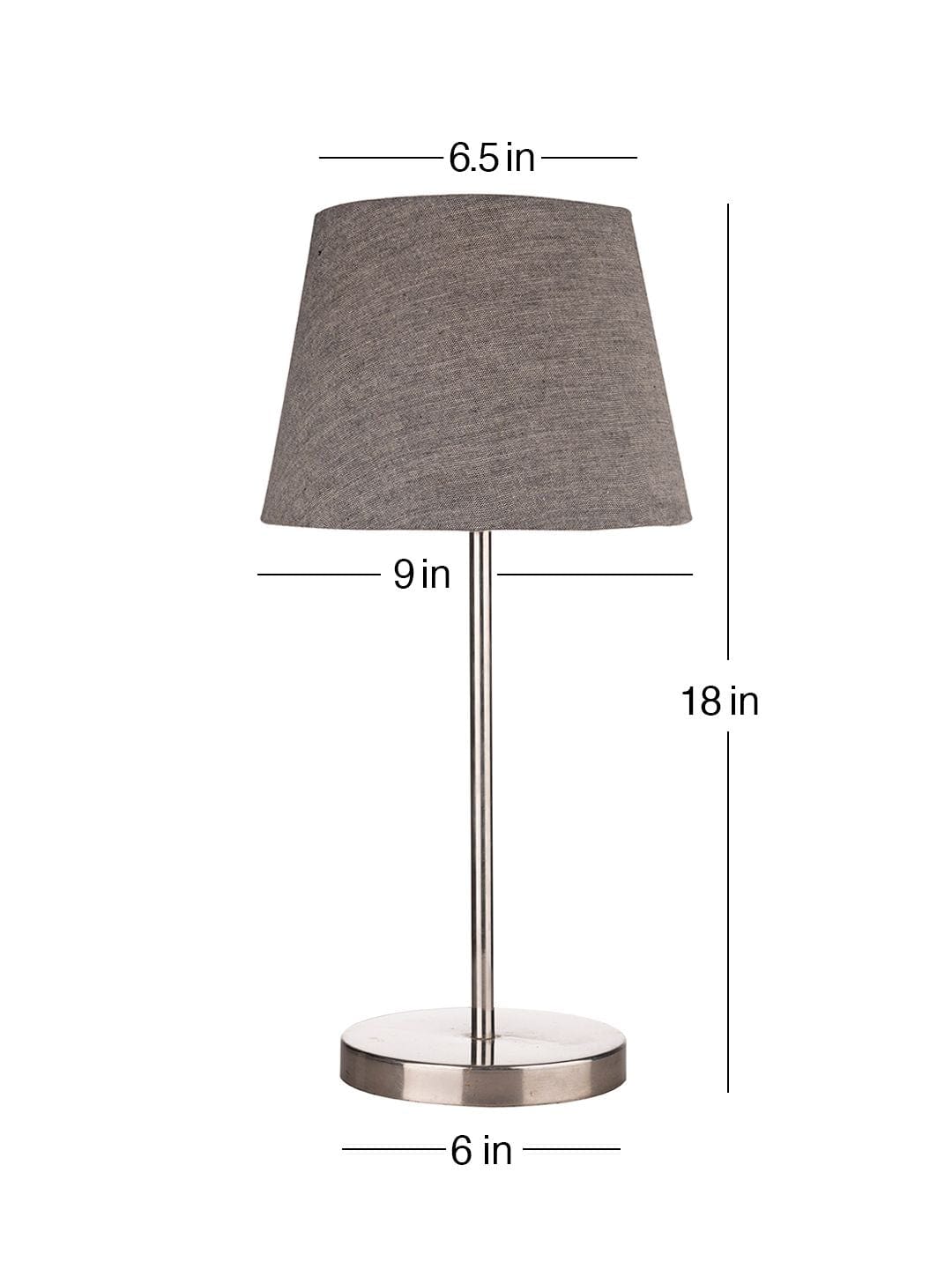 Metal Chrome Finish Lamp with Smare Taper Grey Shade