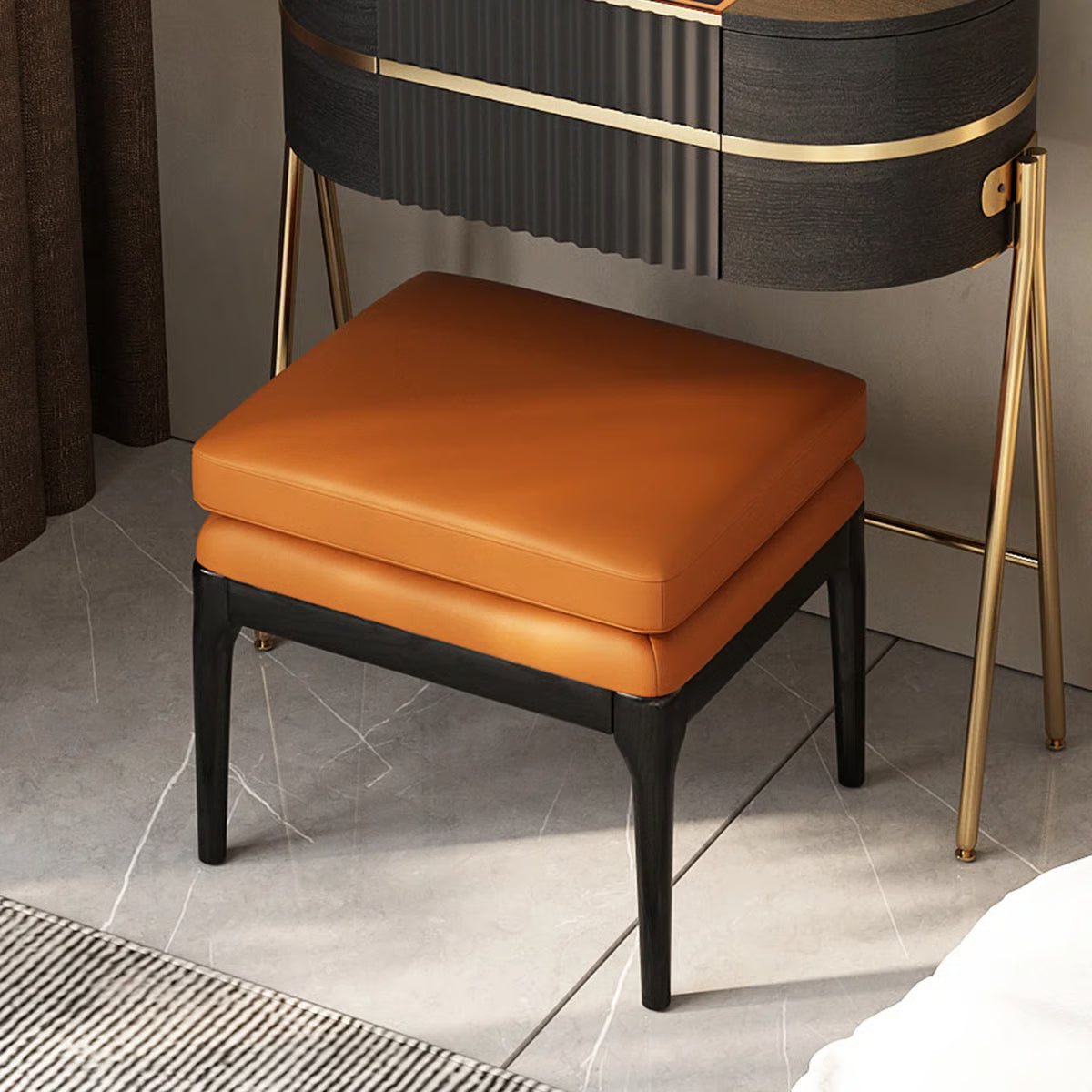 Adaisia Glass Top Makeup Vanity Set with Comfortable Stool High Quality and Easy Assembly