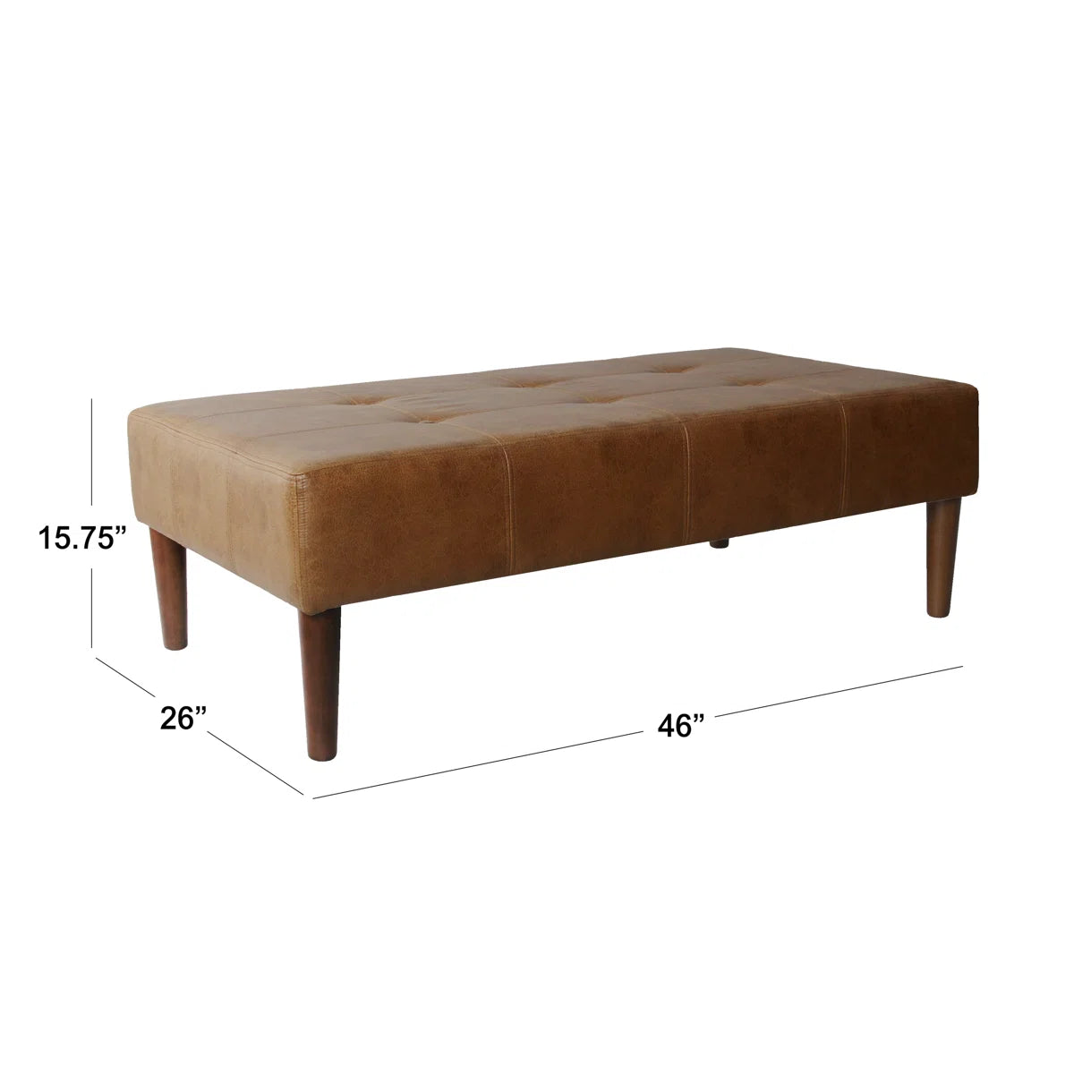Coffee Table Ottoman Bench - Light Brown Faux Leather