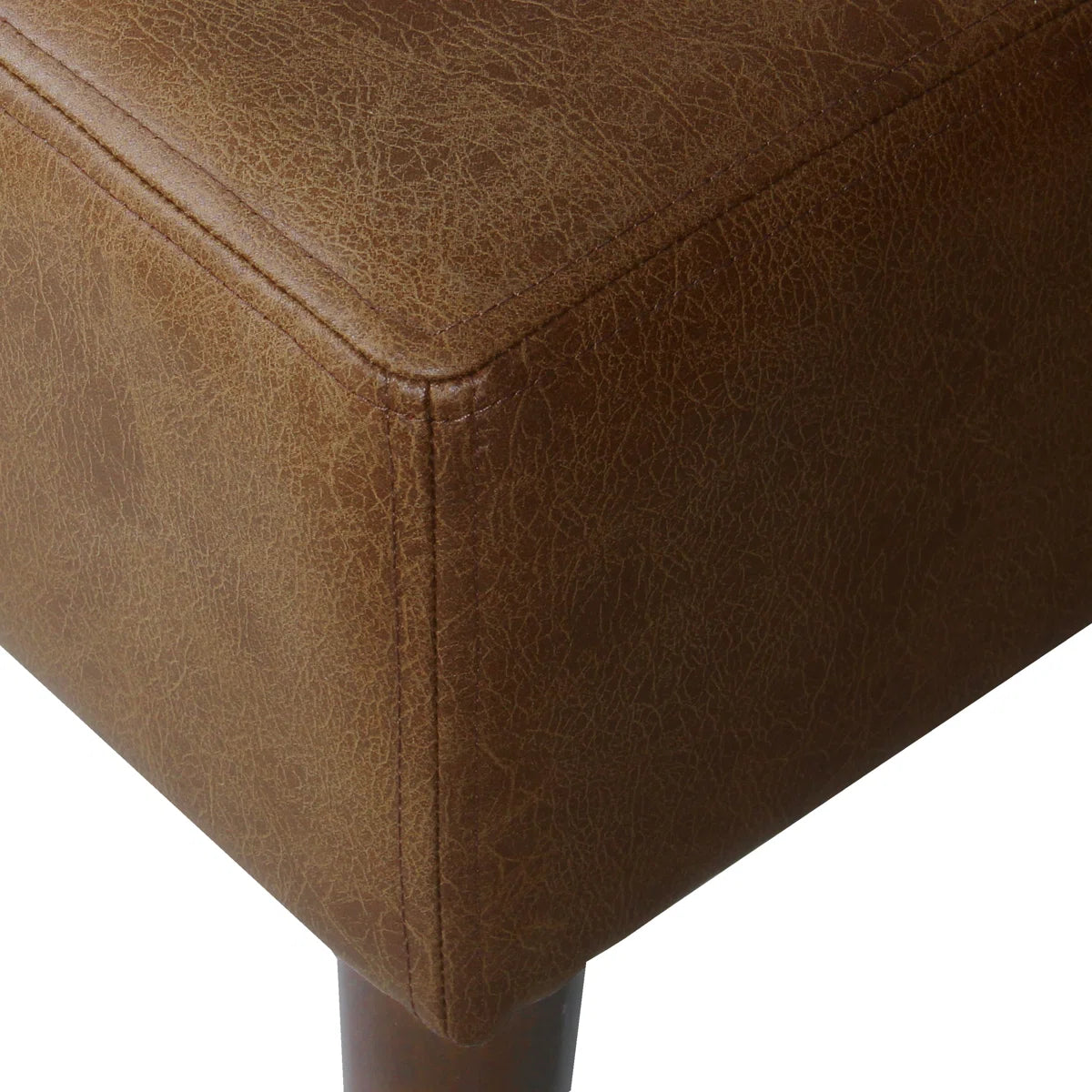 Coffee Table Ottoman Bench - Light Brown Faux Leather