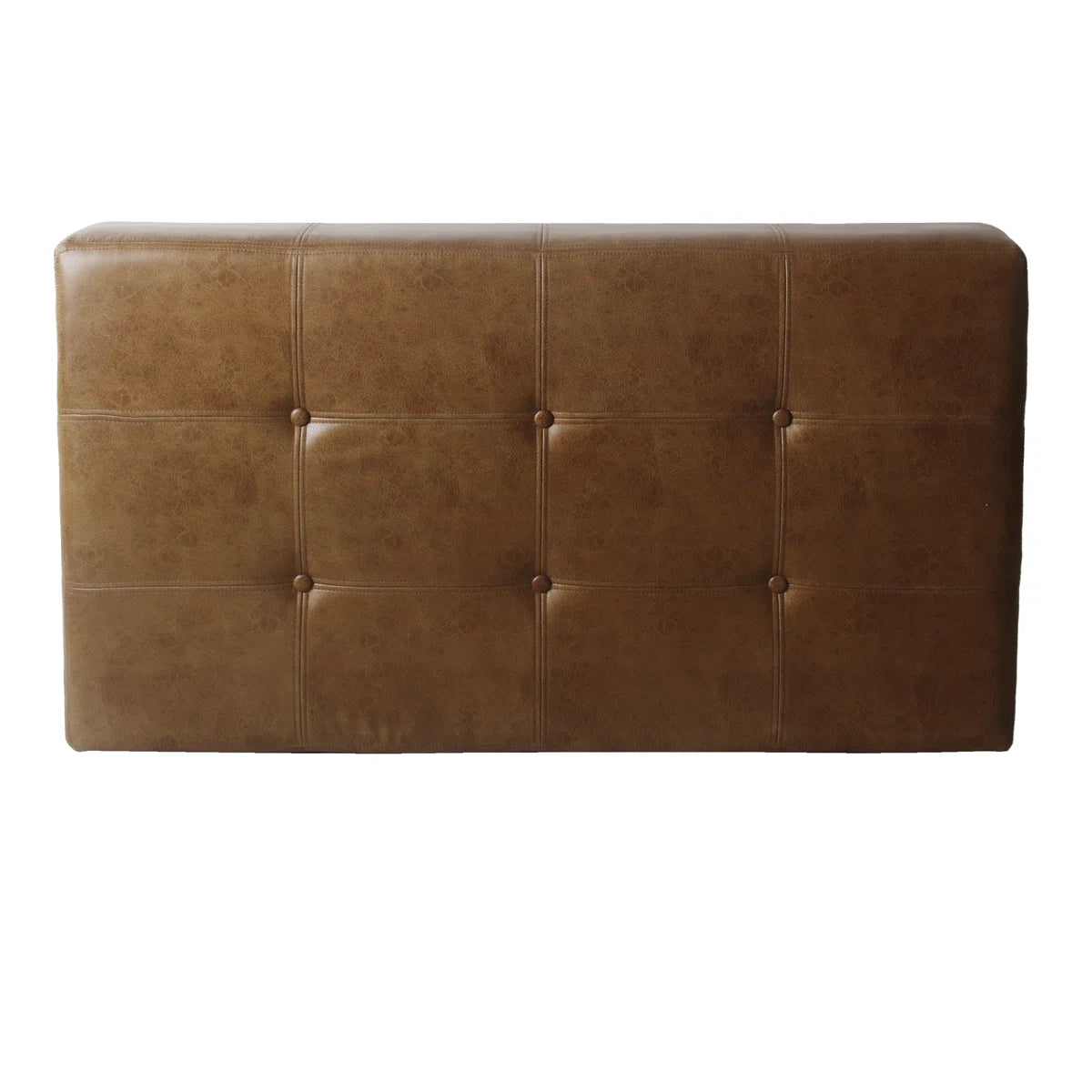Coffee Table Ottoman Bench - Light Brown Faux Leather