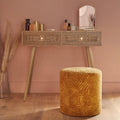 One saimei Vanity Desk, Makeup Table without  Mirror, Vanity Dresser with 2 Large Drawers for Bedroom Beige