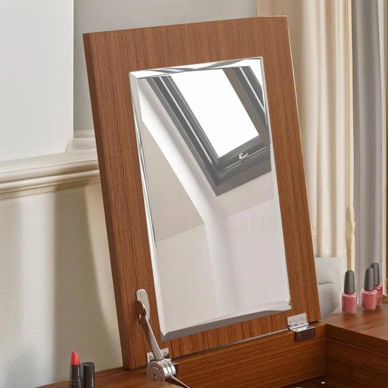 Kaito Walnut Dressing Table with Mirror and Stool Dresser Makeup Desk Bedroom - Ouch Cart 