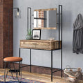 Black and Brown Vanity Desk with  Mirror, Modern Makeup Dressing Table Adjustable  one Sliding Drawer, Vanity Table Set,Writing Desk Bedroom