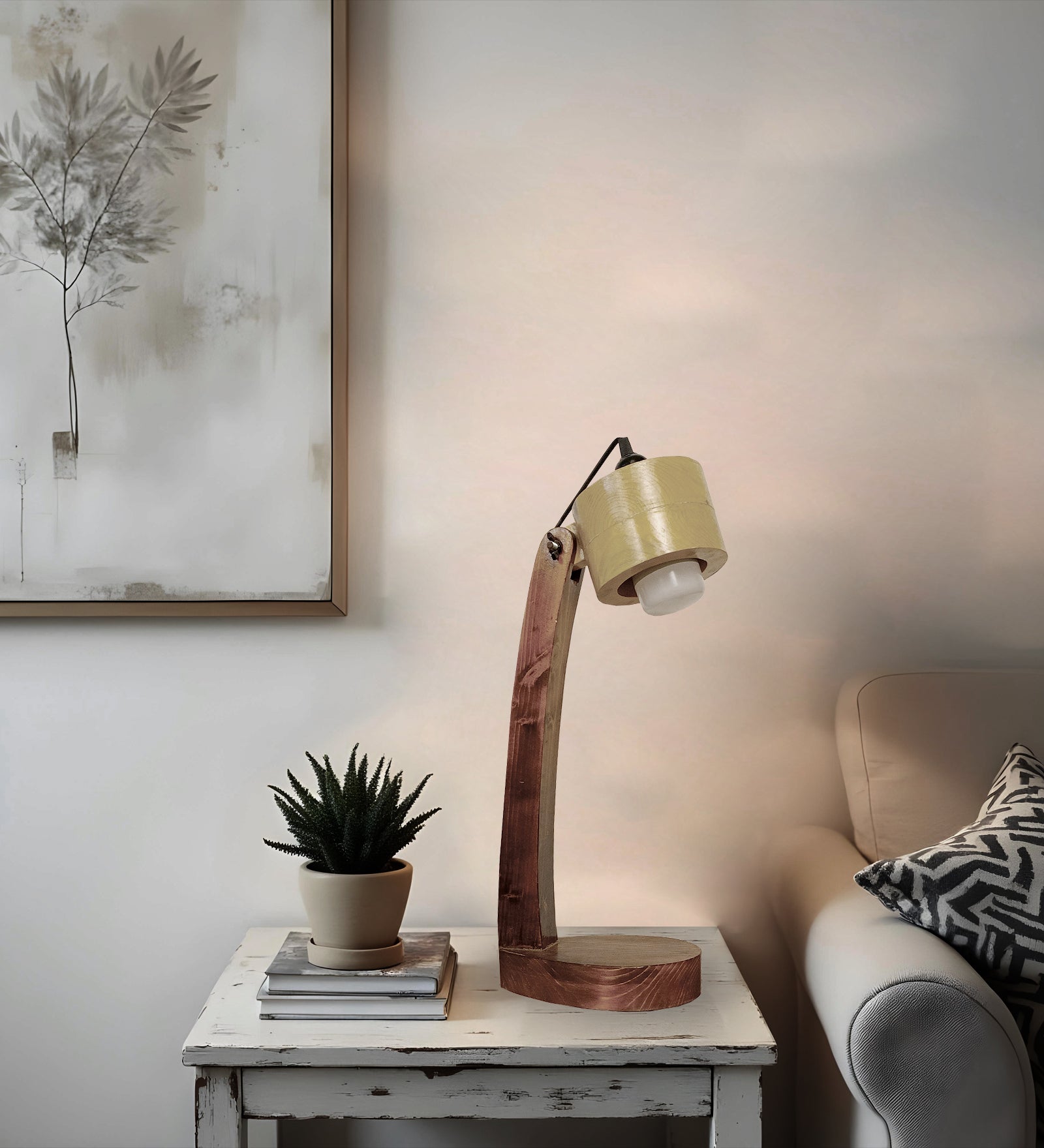 Alice Brown Wooden Table Lamp with Wooden Lampshade (BULB NOT INCLUDED)