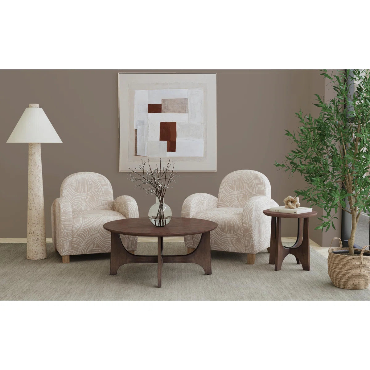 Modern Coffee Table with Flared Solid Wood Legs