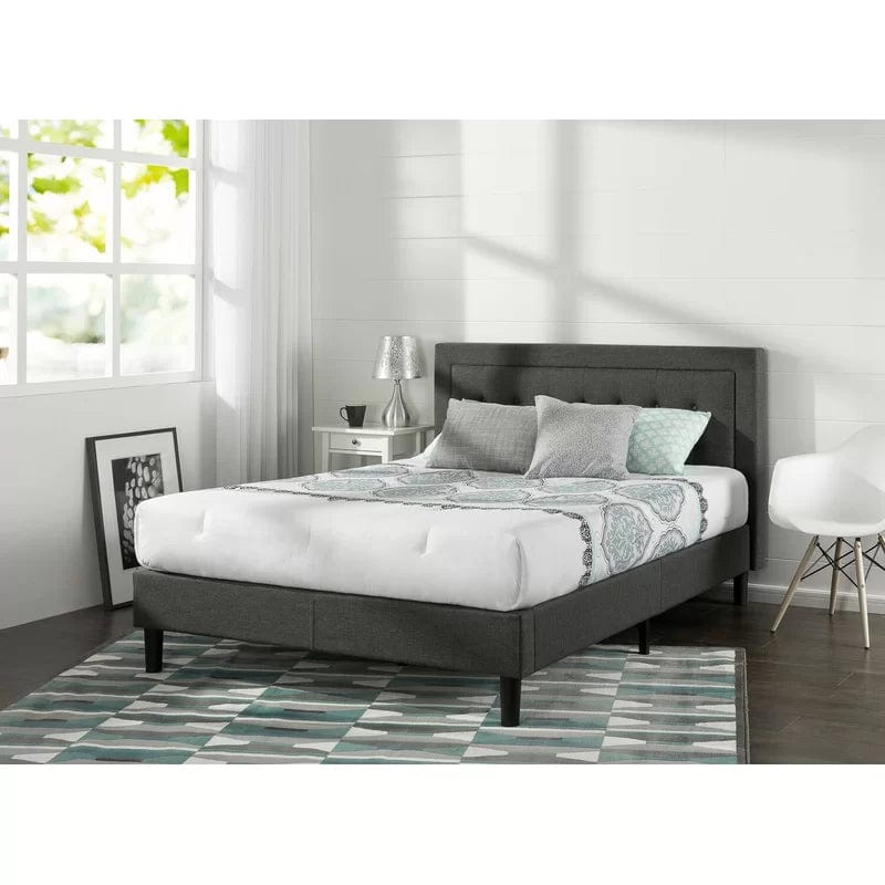 Allenwood Button Tufted Upholstered Bed Frame with Headboard