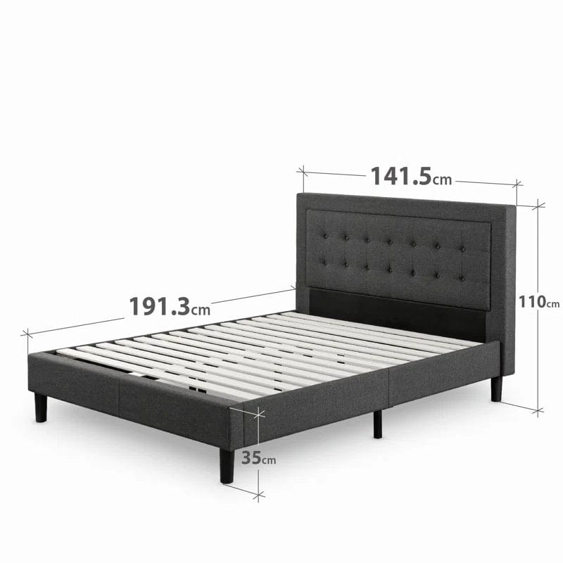 Allenwood Button Tufted Upholstered Bed Frame with Headboard
